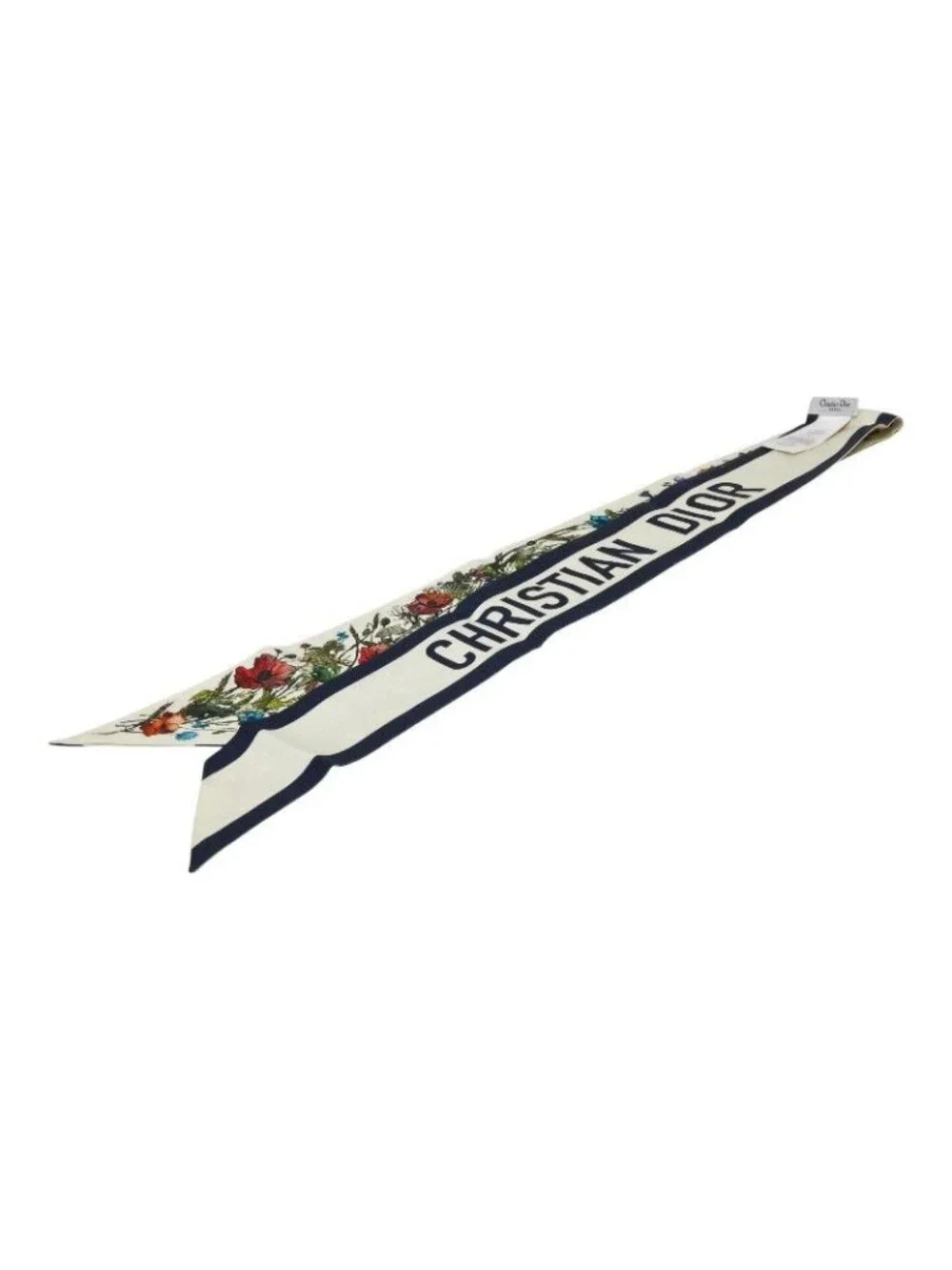 Dior Mizza Floral Scarf White Multicolor Silk
